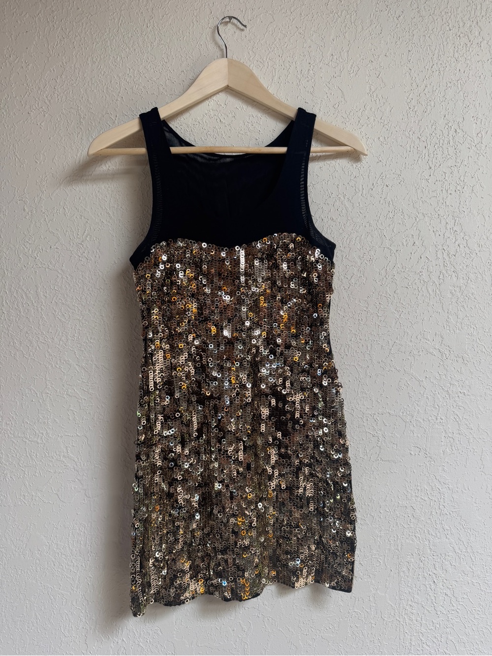 Express Gold Sequined mini dress